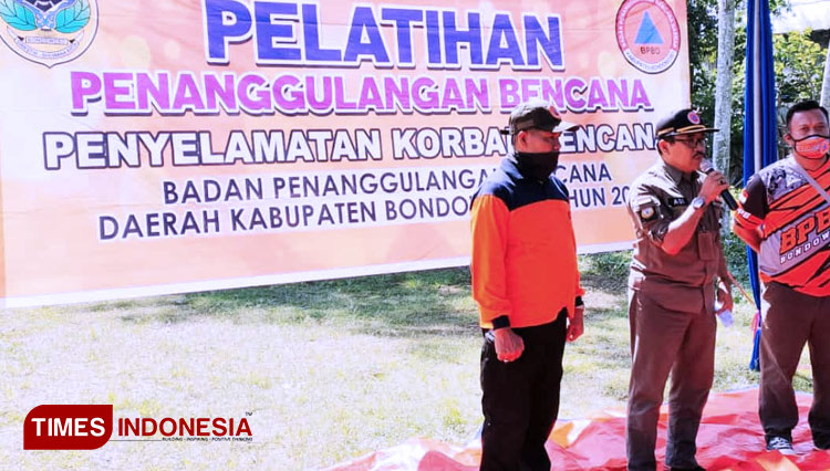 Badan Penanggulangan Bencana Daerah (BPBD) Bondowoso menggelar pelatihan penanggulangan bencana, untuk antisipasi bencana di musim hujan (FOTO: Moh Bahri/TIMES Indonesia)