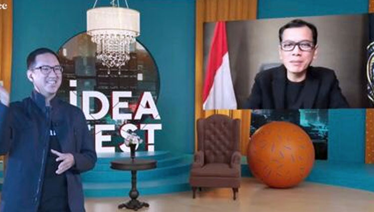Menteri Pariwisata dan Ekonomi Kreatif Wishnutama Kusubandio, melalui panggung virtual IDEAFEST 2020. (foto: Kemenparekraf RI)