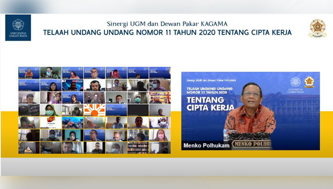 Suasana webinar telaah UU Cipta Kerja kolaborasi UGM dan Dewan Pakar Kagama (Humas UGM for TIMES Indonesia) 