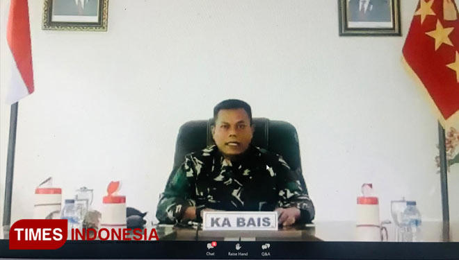 Narasumber webinar bertajuk Bahaya Separatisme (Papua) Letjen TNI Joni Supriyanto (Ka. BAIS TNI).  Sabtu, 21/11/2020. (Tria Adha/TIMES Indonesia)