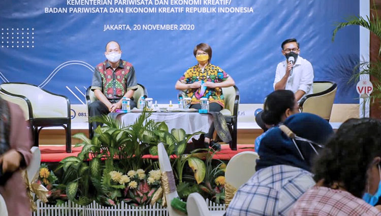Diskusi bertajuk 'Jurnalisme Pariwisata di Era New Normal' yang digelar Kemenparekraf RI di Hotel Millenium, Jakarta, Jumat (20/11/2020). (Foto: Kemenparekraf RI for TIMES Indonesia)