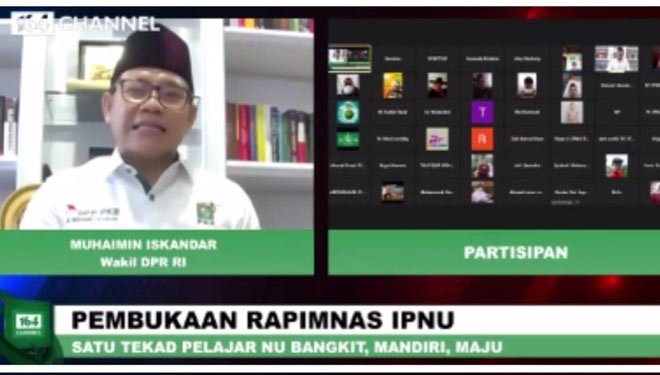 Para tokoh besar Nahdlatul Ulama Indonesia saat hadir dalam acara pembukaan Rapimnas IPNU secara virtual (foto: Dokumen/IPNU)