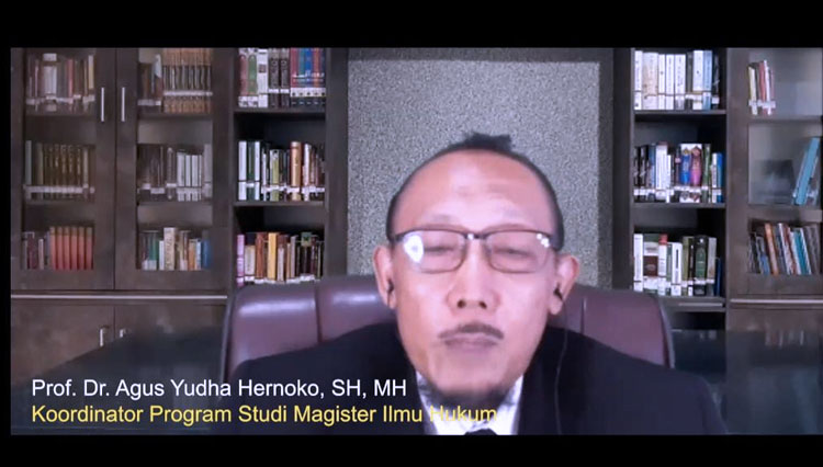 Ketua Program Studi Magister Ilmu Hukum FH UNAIR, Prof. Dr. Agus Yudha Hernoko, Sabtu (21/11/2020). (Foto: Tangkapan Layar)