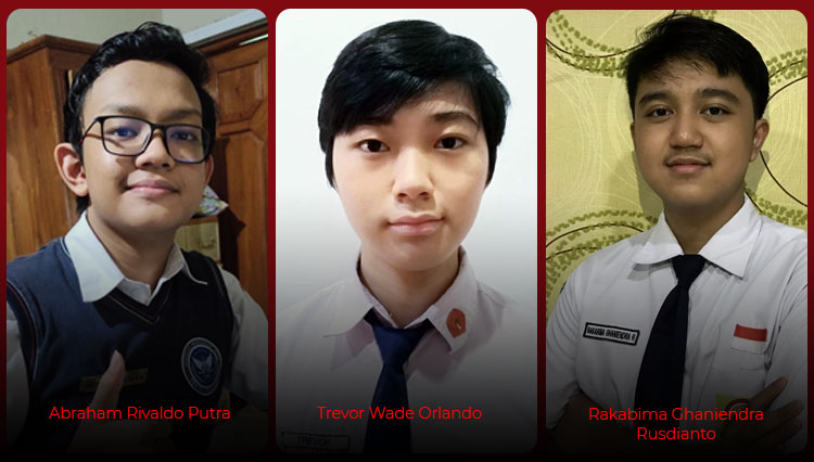 Dari kiri: Abraham Rivaldo Putra, Trevor Wade Orlando, Rakabima Ghaniendra Rusdianto, Siswa SMA Pradita Dirgantara yang berhasil meraih prestasi dalam Lomba Bebras Challenge 2020 di Lithuania (FOTO: SMA Pradita Dirgantara)