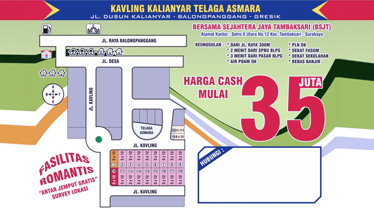 Kavling Kalianyar Telaga Asmara menawarkan kavling mulai harga 35 juta. (Grafis: Dok. BSJT for Times Indonesia)