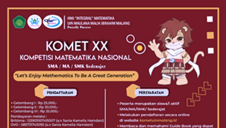 Pamflet Kompetisi Matematika XX Nasional. (FOTO: HMJ Integral Matematika UIN Malang)