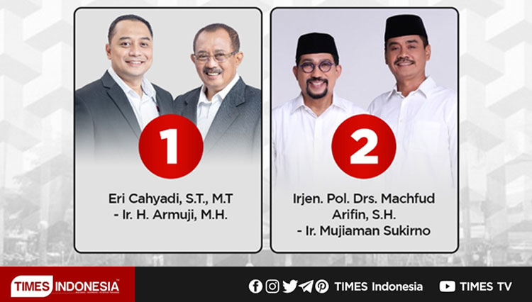 Peserta Pemilihan Wali Kota dan Wakil Wali Kota Surabaya 2020 (Grafis: TIMES Indonesia)