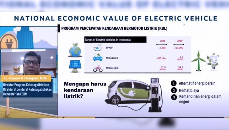Ir. Jisman P. Hutajulu M. M., Direktur Program Ketenagalistrikan Direktorat Jenderal Ketenagalistrikan Kementrian ESDM menjelaskan mengenai prospek kendaraan listrik.