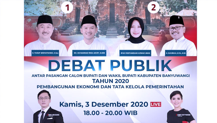 Poster peserta debat pasangan Calon Bupati dan Wakil Bupati Banyuwangi. (FOTO: KPU Banyuwangi)