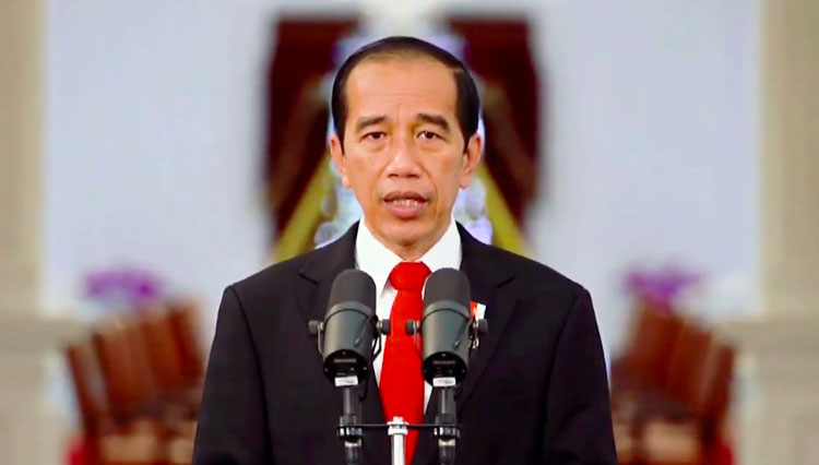 Presiden Joko Widodo saat memberikan sambutan pada peringatan Hari Disabilitas Internasional secara virtual, Kamis (3/12). (Foto: Tangkapan layar YouTube Kemensos RI) 