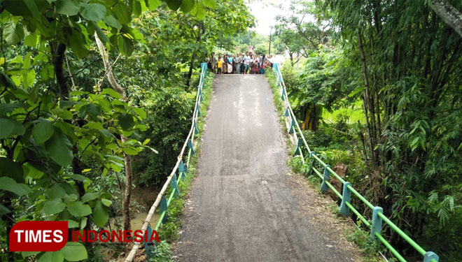 Jembatan yang ambruk di Desa Somber, Kecamatan Tambelangan. (Foto: Syamsul Arifin/ TIMES Indonesia)