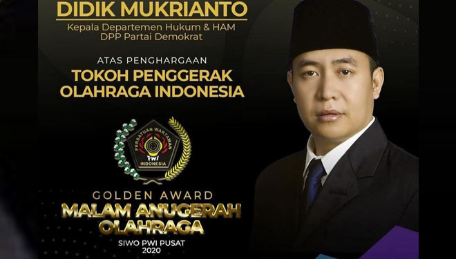 Didik Mukriyanto Tokoh Penggerak Olahraga Nasional. (Foto: Tangkapan Layar)