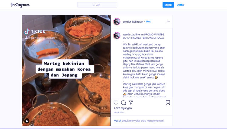 Warteg Kekinian di Yogyakarta, Sajikan Makanan Jepang dan Korea