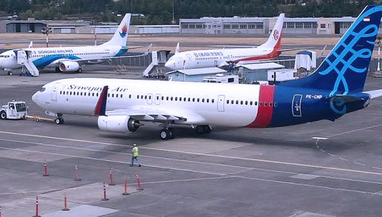Pesawat Sriwijaya Air Boeing 737-500, yang terjadi kecelakaan di perairan Kepulauan Seribu. (FOTO: Wikipedia)