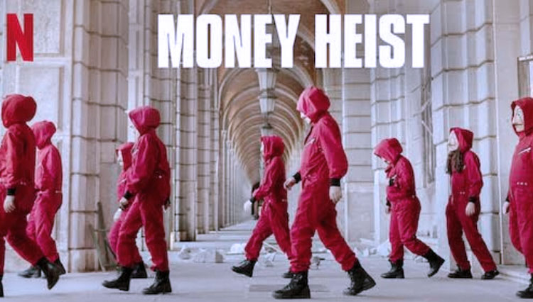Poster serial film Money Heist yang sukses menjadi yang terlaris di dunia setelah tayang di Netflix. (Grafis: Netflix.com)