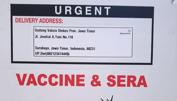 Persiapan distribusi vaksin ke tiga daerah prioritas meliputi Surabaya, Gresik dan Sidoarjo, Rabu (13/1/2021). (FOTO: Dok.Humas Dinkes Jatim) 
