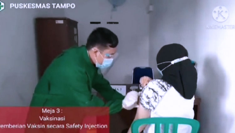 Cuplikan gambar video proses simulasi vaksinasi (Foto: Dokumentasi TIMES Indonesia)