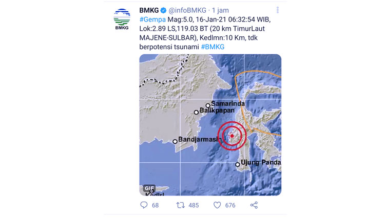 Infografis Gempa. (Foto: Tangkapan layar Twitter InfoBMKG)