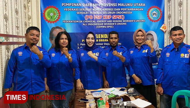 Pengurus Pimpinan Daerah SPSI Maluku Utara di bawah komando Ike Masita Tunas. (Foto: Wahyudi Yahya/TIMES Indonesia)