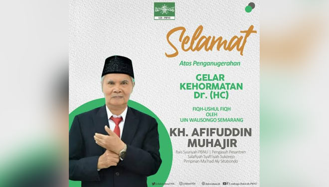 Rais Syuriyah PBNU KH Afifudin Muhajir yang dianugrahkan Doktor Honoris Causa dalam bidang Ushul Fikih. (FOTO: Dakwah NU)