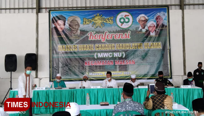 Pembukaan konferensi lima tahunan MWC NU Kecamatan Maesan Kabupaten Bondowoso Jawa Timur. (FOTO: Moh Bahri/TIMES Indonesia)