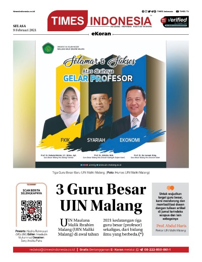 Edisi Selasa, 9 Februari 2021: E-Koran, Bacaan Positif Masyarakat 5.0