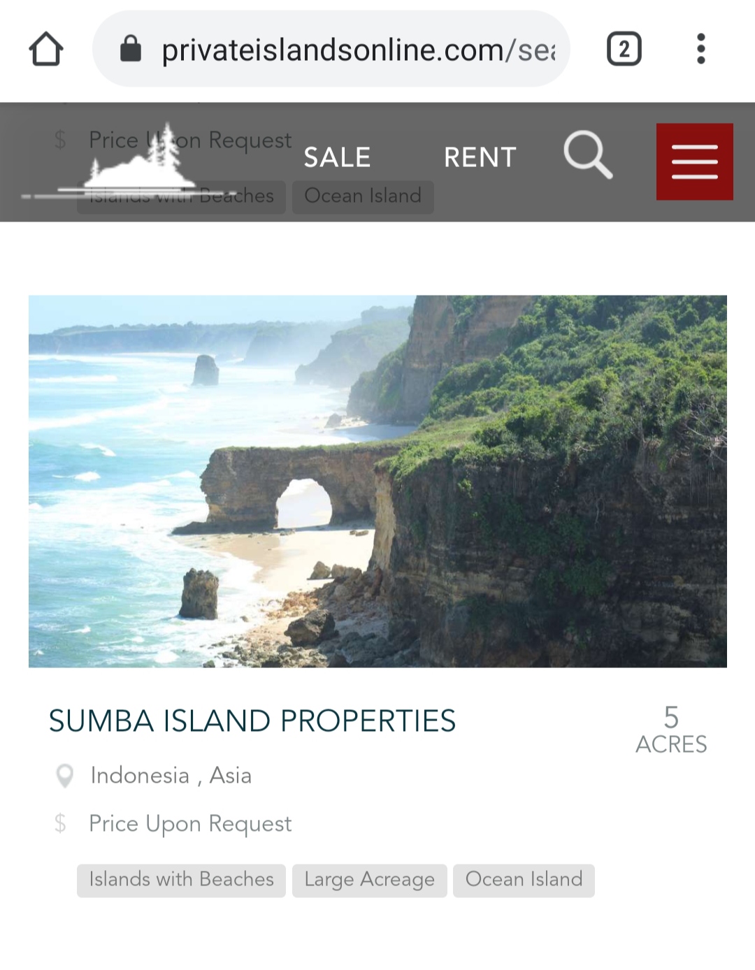 Pulau Sumba dijual