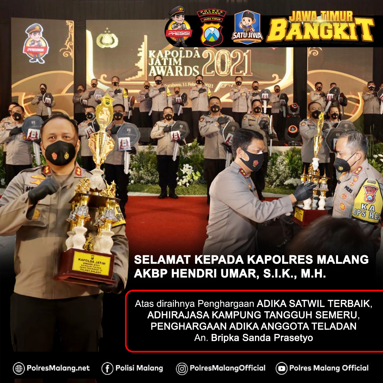 Kapolres Malang Raih Penghargaan Juara Satwil Terbaik dari Kapolda