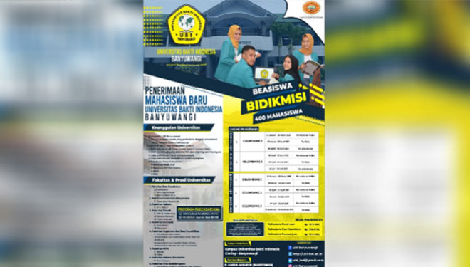 Mau Kuliah Gratis Beasiswa Bidik Misi, Yuk Daftar Kuliah di Kampus UBI Banyuwangi