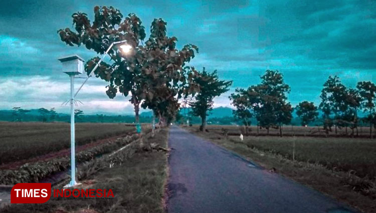 Sauasana jalan desa setelah ada penerangan jalan di Desa  Bagung, Kecamatan Prembun, Kabuapaten Kebumen, Selasa (16/2/2021). (FOTO: AJP TIMES Indonesia)