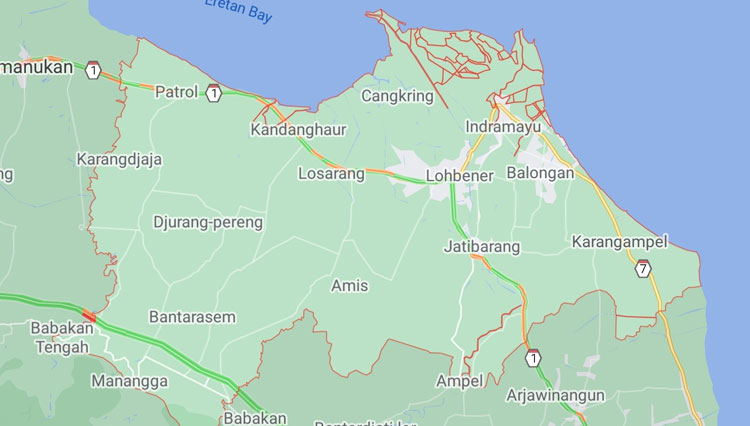 Peta Kabupaten Indramayu. (Foto: Google Maps)