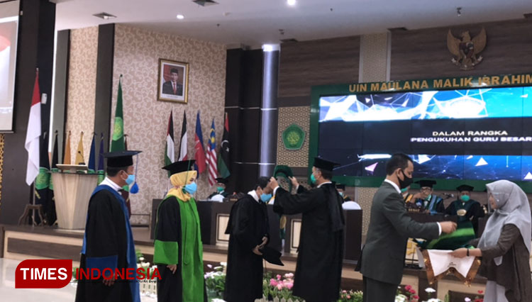 The inauguration day for 3 new respected professors at UIN Malang. (Photo: Nadira Rahmasari/TIMES Indonesia)