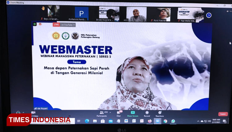 Webinar Masa Depan Peternakan Sapi Perah di Tangan Generasi Milenial, Kamis (17/2/2021). (FOTO: Polbangtan Malang for TIMES Indonesia)