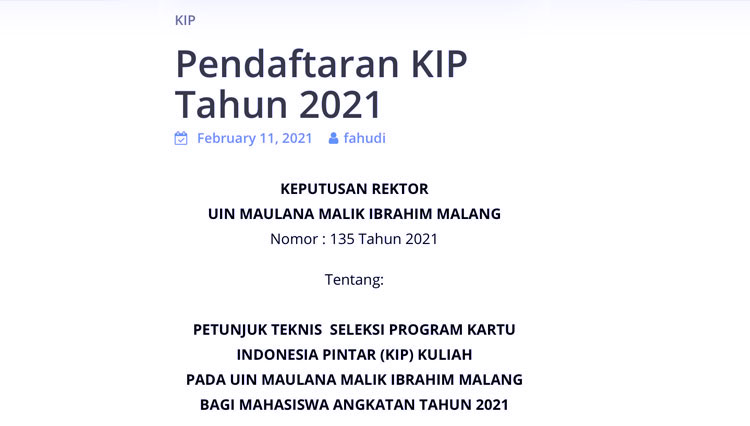 The KIP brochure of UIN Malang. (Photo: screenshot)