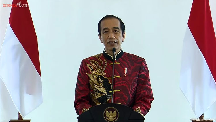 Presiden Jokowi saat memberikan sambutan pada Perayaan Imlek Nasional 2021. (Foto: Tangkapan layar YouTube Sekretariat Presiden)