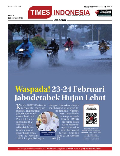 Edisi Senin, 22 Februari 2021: E-Koran, Bacaan Positif Masyarakat 5.0
