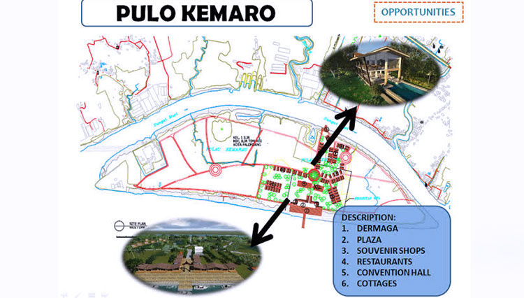 Rencana Plan pengembangan Pulau Kemaro. (Foto: Halo Palembang)