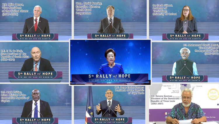 Para pemimpin dunia menyerukan perdamaian dalam Rally of Hope ke-5 secara virtual, Minggu (28/2/2021).(Foto: Dok.UPF)