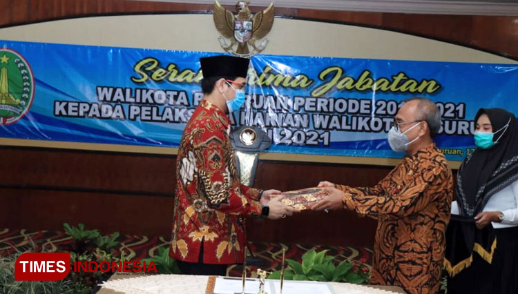 Raharto Teno Prasetyo resmi mengakhiri jabatannya sebagai Walikota Pasuruan Periode 2020-2021, Rabu (17/2/2021). (FOTO: AJP TIMES Indonesia)