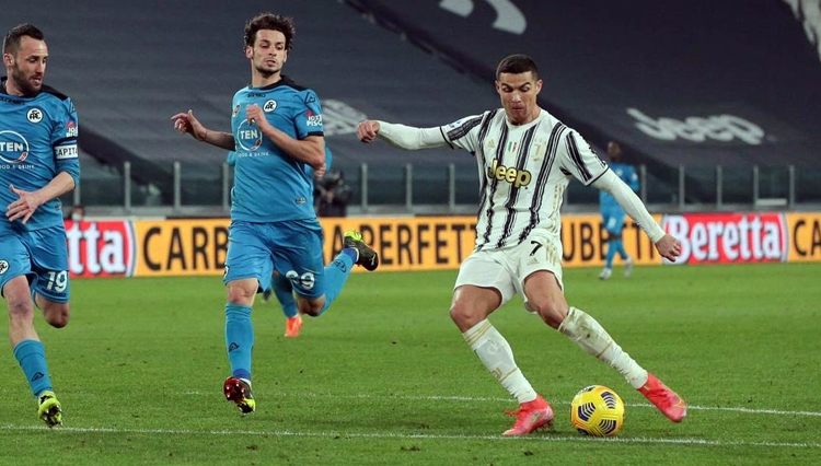 Pertandingan Juventus vs Spezia pada laga Seri A di Allianz Arena, Rabu (3/3/2021) dini hari WIB (FOTO: twitter.com/juventusfcen)