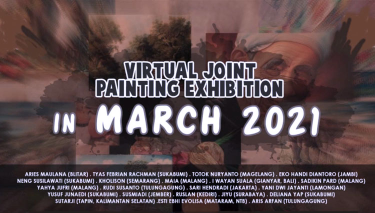 Pamflet pameran lukisan Virtual Joint Painting Exhibition in March persembahan PasarLukisan.Com. (Foto: Dok.Pasar Lukisan) 