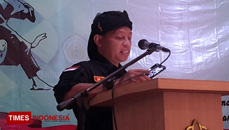 Ketua terpilih M Arif Gunawan memberikan sambutan setelah penetapan menjadi ketua terpilih pada acara Musyawarah Kota V IPSI Kota Tasikmalaya. (foto: Harniwan Obech/TIMES Indonesia)