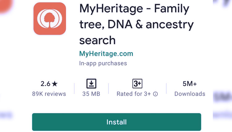 Aplikasi MyHeritage. (FOTO: Tangkapan layar Play Store)