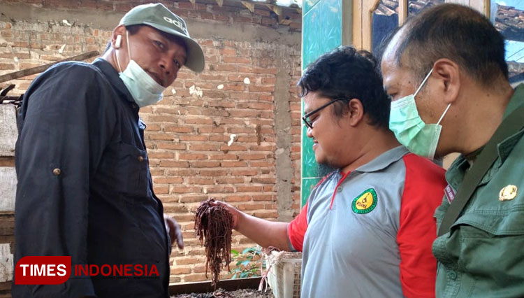 Penyandang tunadaksa yang menjadi pengusaha cacing, Muhammad Ikhsan Fathoni. (Foto: Khusnul Hasana/TIMES Indonesia)