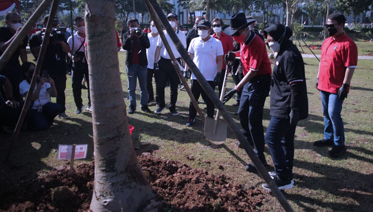 Elit PDI Perjuangan tanam pohon di kawasan GBK, Senayan, Jakarta. (FOTO: Dok. PDI Perjuangan for TIMES Indonesia)