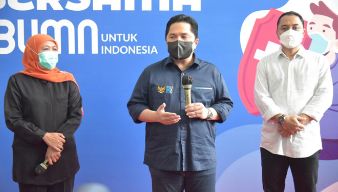Menteri BUMN Resmikan Sentra Vaksinasi di Kompleks Grand City Mall Surabaya