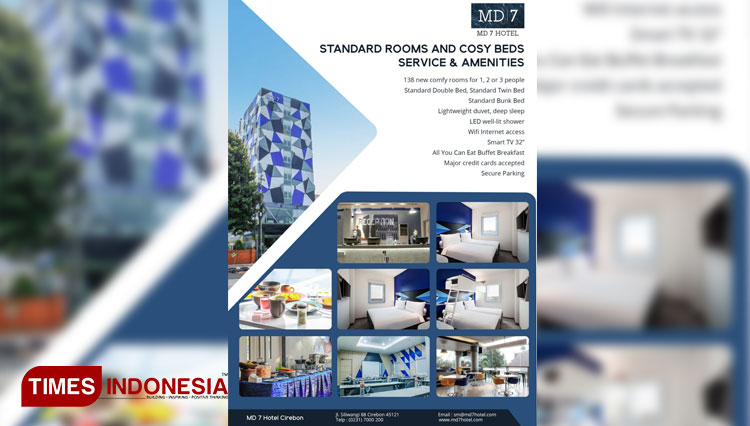 Informasi MD7 Hotel. Meski baru dibuka lagi 3 bulan lalu karena pandemi Covid-19, hotel ini berhasil meraih sertifikat CHSE. ((Foto-foto: ​MD7 Hotel for TIMES Indonesia)
