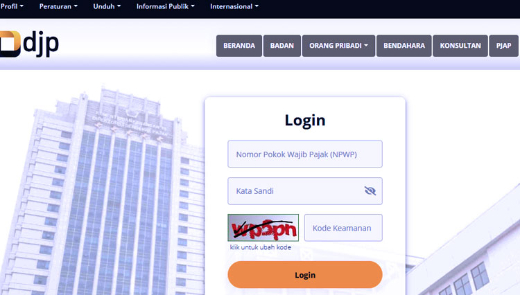 Tampilan situs DJP Online untuk lapor SPT online. Ilustrasi diambil Selasa (30/3/2021). (FOTO: djponline.pajak.go.id)