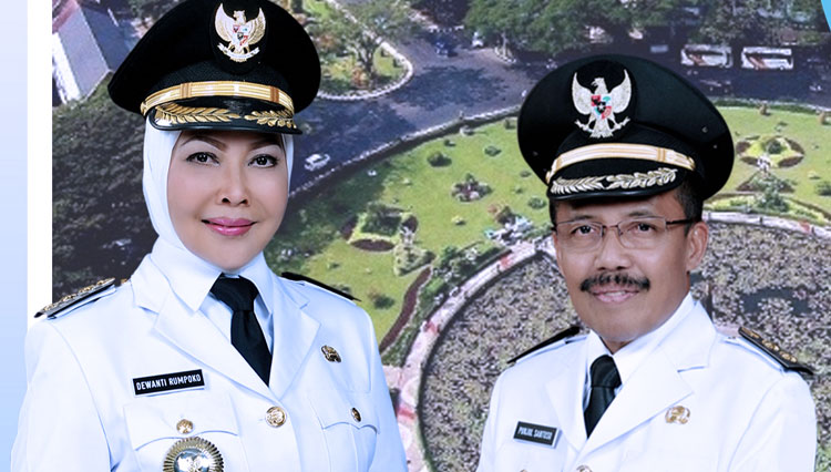 Wali Kota Batu, Dra Hj Dewanti Rumpoko MSi bersama Wali Kota Malang, Sutiaji, HUT Kota Malang momen penting penguatan kolaborasi tiga daerah. (foto: dokumen/TIMES Indonesia)