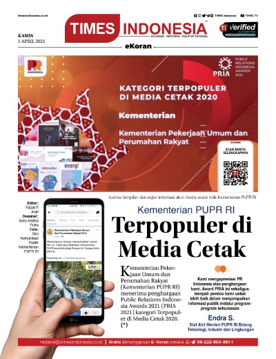 Edisi Kamis, 1 April 2021: E-Koran, Bacaan Positif Masyarakat 5.0